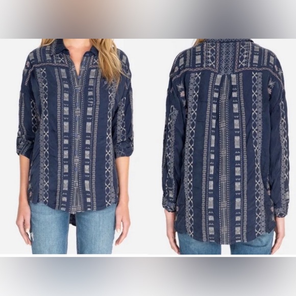 Johnny Was “Kiki” embroidered button down shirt. New with tags.